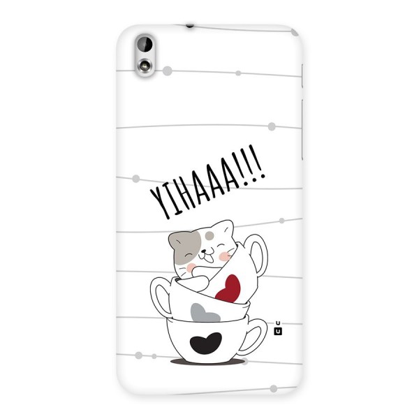 Cute Cat Cup Back Case for Desire 816