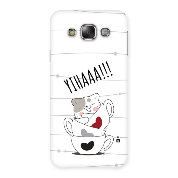 Cute Cat Cup Back Case for Galaxy E7