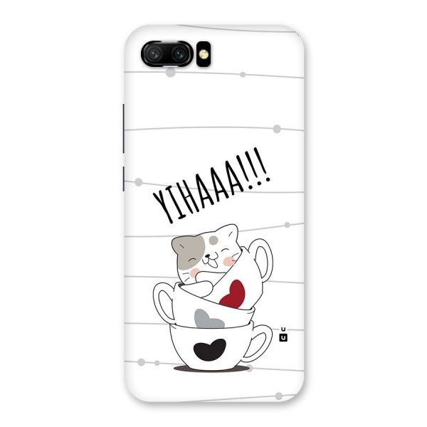Cute Cat Cup Back Case for Honor 10