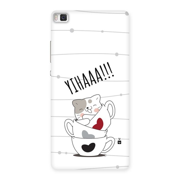 Cute Cat Cup Back Case for Huawei P8