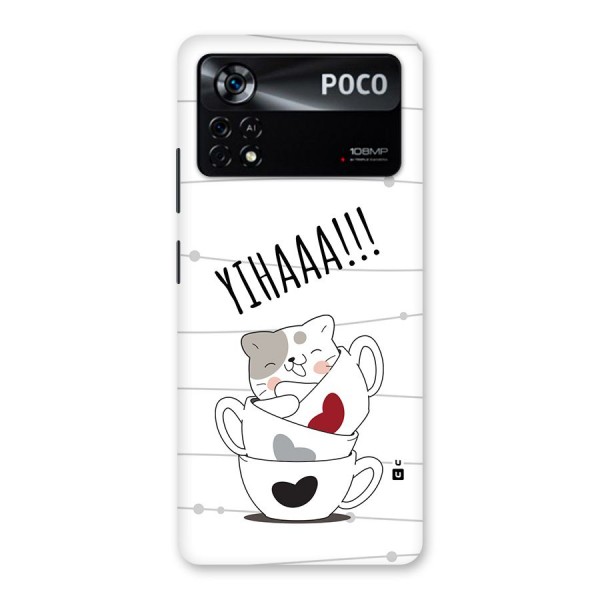 Cute Cat Cup Back Case for Poco X4 Pro 5G