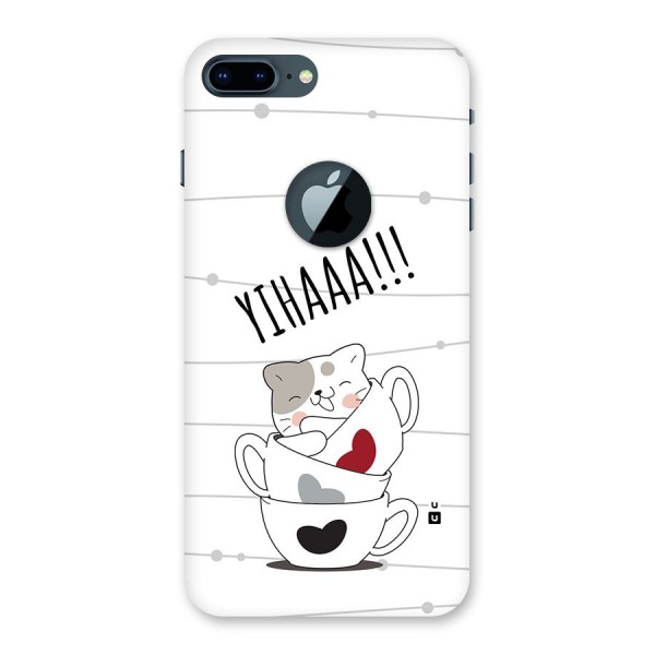 Cute Cat Cup Back Case for iPhone 7 Plus Logo Cut