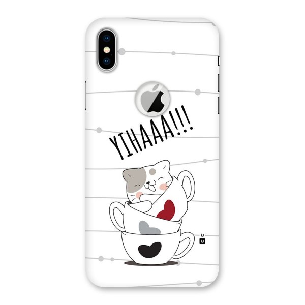 Cute Cat Cup Back Case for iPhone X Logo Cut