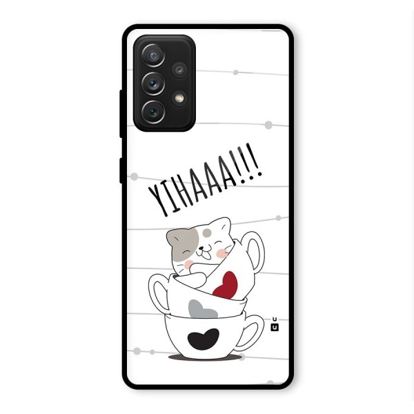Cute Cat Cup Glass Back Case for Galaxy A72