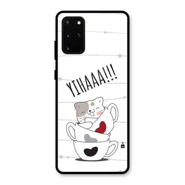 Cute Cat Cup Glass Back Case for Galaxy S20 Plus