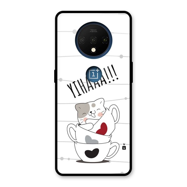 Cute Cat Cup Glass Back Case for OnePlus 7T