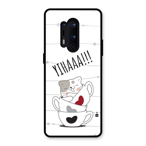 Cute Cat Cup Glass Back Case for OnePlus 8 Pro
