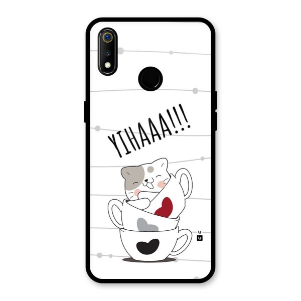 Cute Cat Cup Glass Back Case for Realme 3