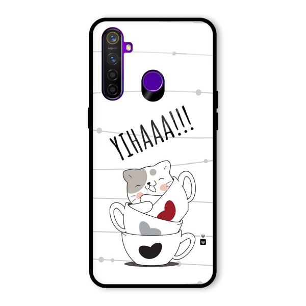 Cute Cat Cup Glass Back Case for Realme 5 Pro
