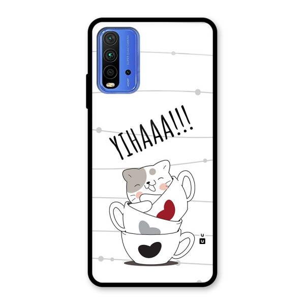 Cute Cat Cup Glass Back Case for Redmi 9 Power