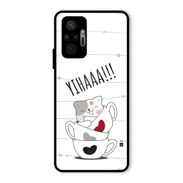 Cute Cat Cup Glass Back Case for Redmi Note 10 Pro Max