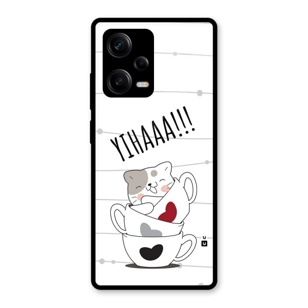 Cute Cat Cup Glass Back Case for Redmi Note 12 Pro