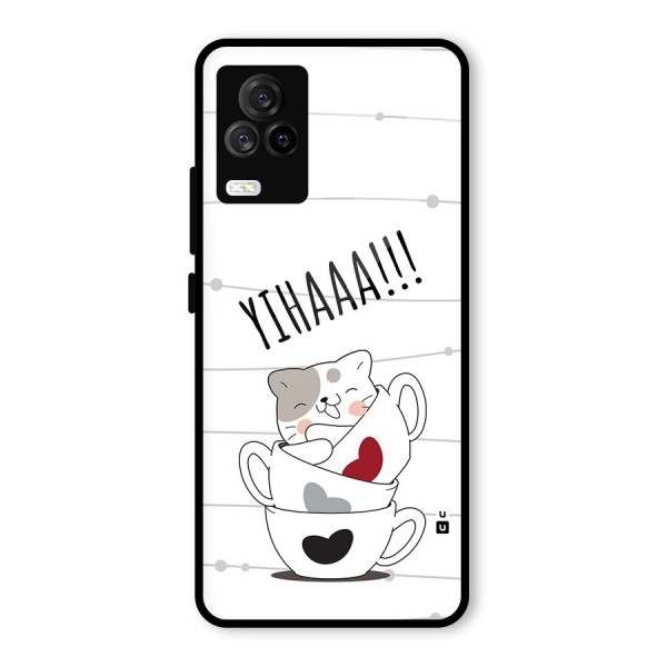Cute Cat Cup Glass Back Case for Vivo iQOO 7 Legend 5G