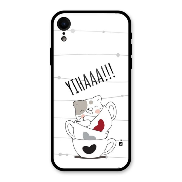 Cute Cat Cup Glass Back Case for iPhone XR