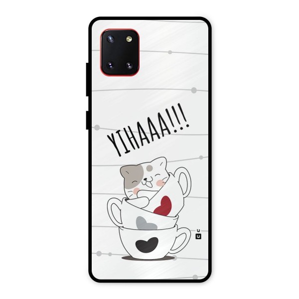 Cute Cat Cup Metal Back Case for Galaxy Note 10 Lite