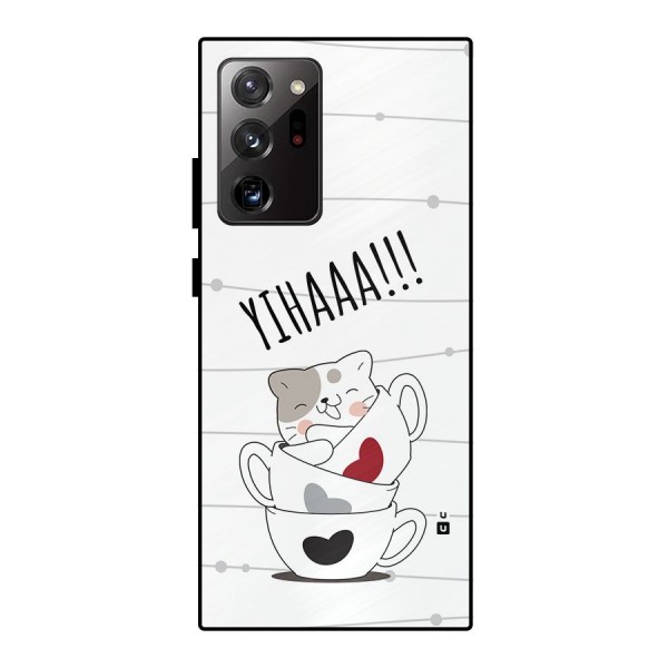 Cute Cat Cup Metal Back Case for Galaxy Note 20 Ultra