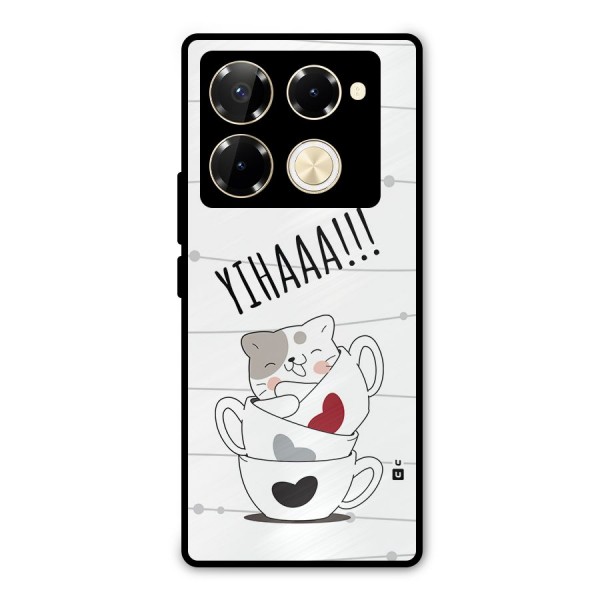 Cute Cat Cup Metal Back Case for Infinix Note 40 Pro Plus