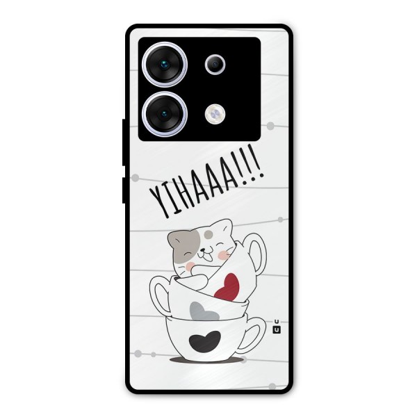 Cute Cat Cup Metal Back Case for Infinix Zero 30 5G