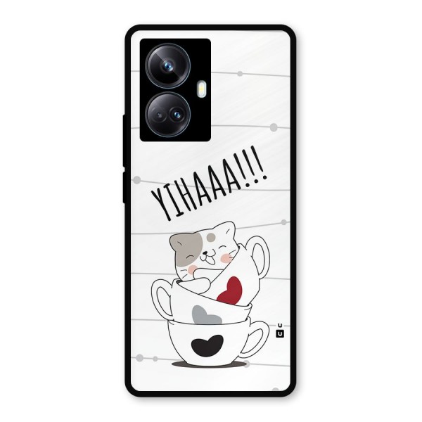 Cute Cat Cup Metal Back Case for Realme 10 Pro Plus