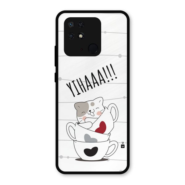 Cute Cat Cup Metal Back Case for Redmi 10 Power