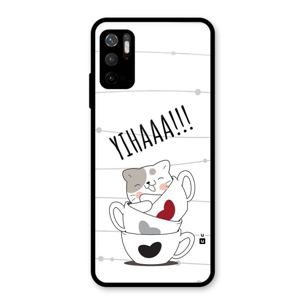 Cute Cat Cup Metal Back Case for Redmi Note 10T 5G