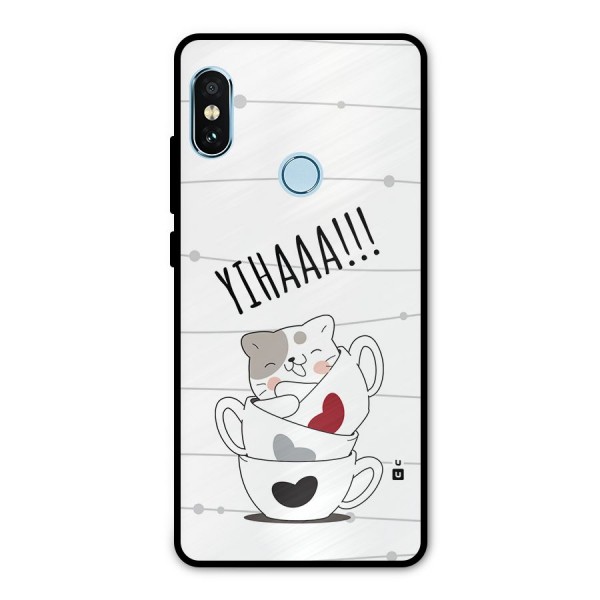 Cute Cat Cup Metal Back Case for Redmi Note 5 Pro