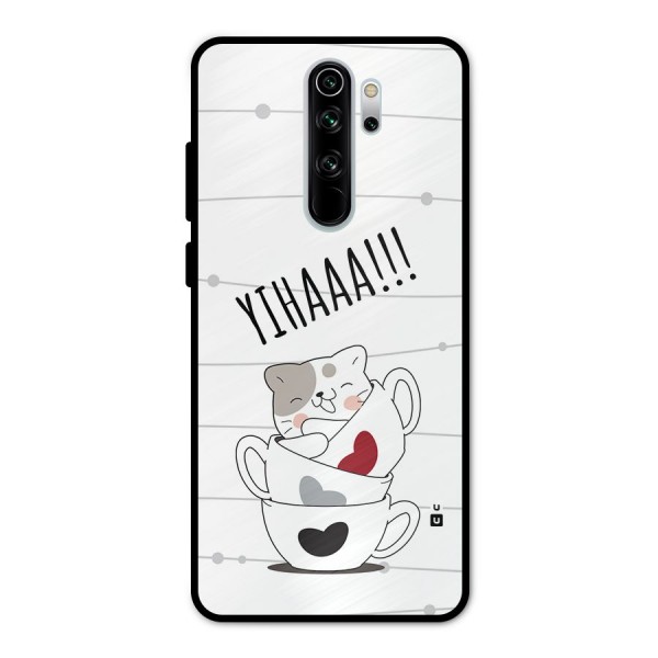 Cute Cat Cup Metal Back Case for Redmi Note 8 Pro