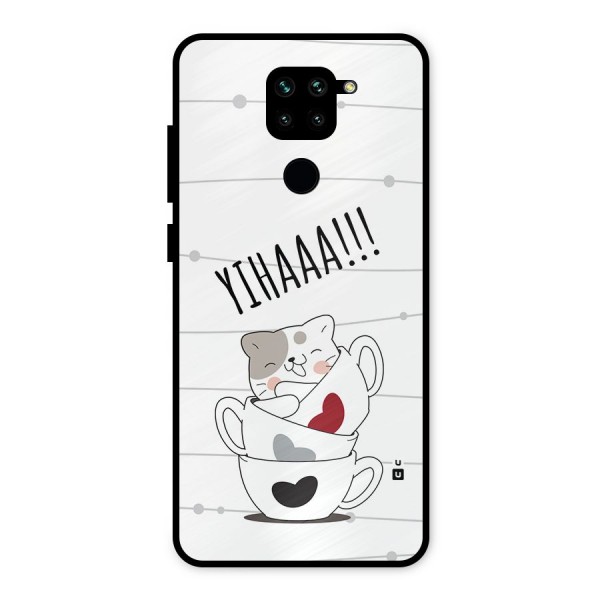 Cute Cat Cup Metal Back Case for Redmi Note 9
