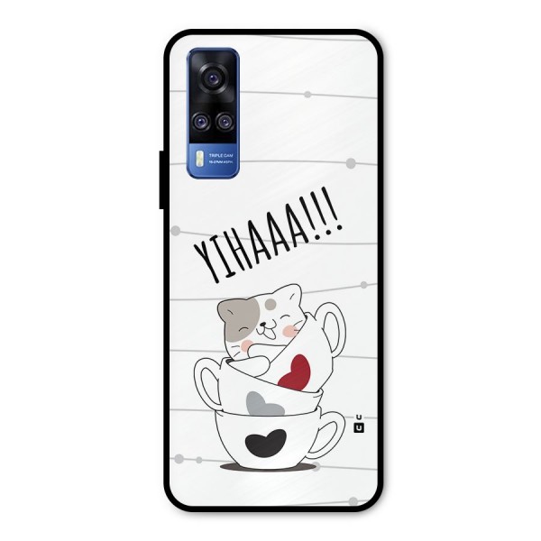 Cute Cat Cup Metal Back Case for Vivo Y51A