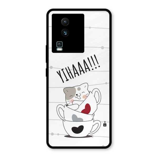 Cute Cat Cup Metal Back Case for iQOO Neo 7 Pro