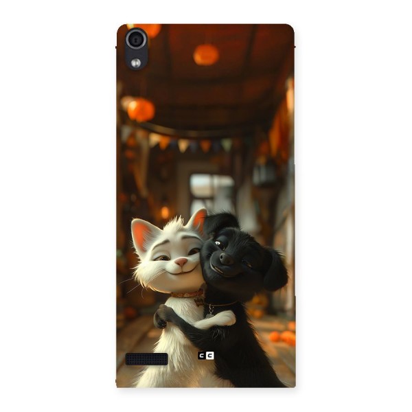 Cute Cat Dog Back Case for Ascend P6