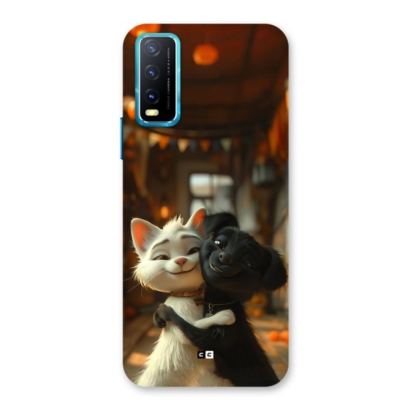 Cute Cat Dog Back Case for Vivo Y12s