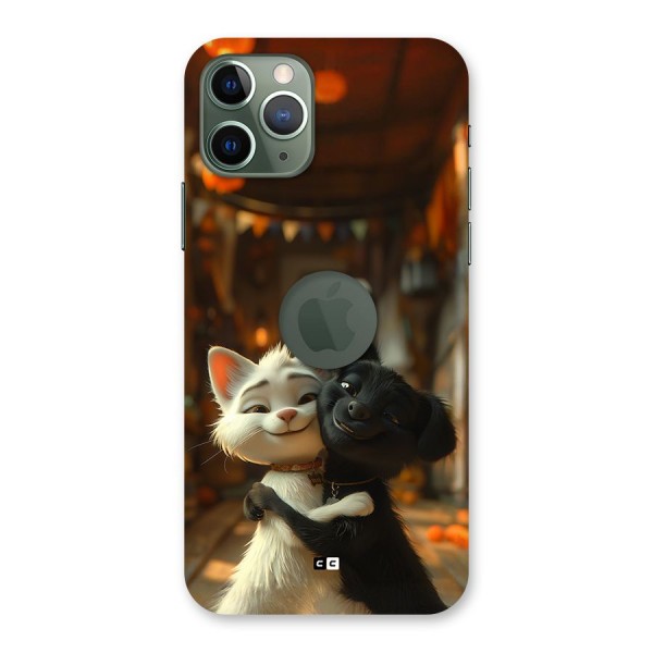 Cute Cat Dog Back Case for iPhone 11 Pro Logo Cut