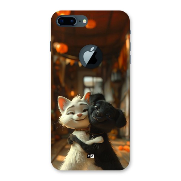 Cute Cat Dog Back Case for iPhone 7 Plus Logo Cut