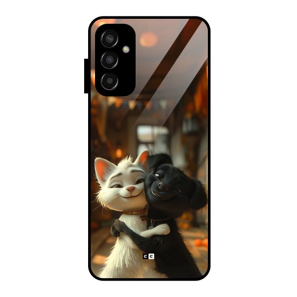 Cute Cat Dog Glass Back Case for Galaxy F13