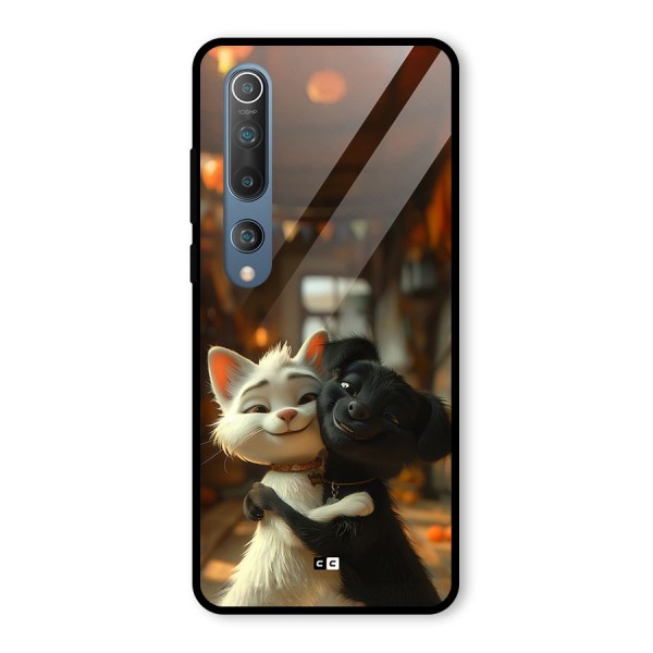 Cute Cat Dog Glass Back Case for Mi 10