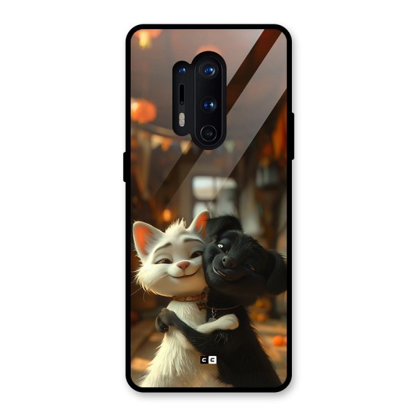 Cute Cat Dog Glass Back Case for OnePlus 8 Pro