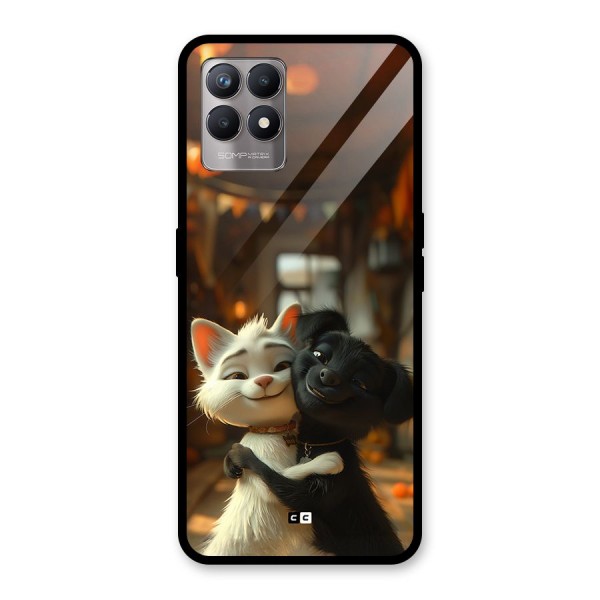 Cute Cat Dog Glass Back Case for Realme Narzo 50