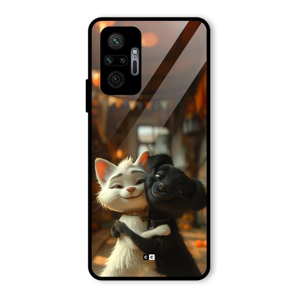 Cute Cat Dog Glass Back Case for Redmi Note 10 Pro Max