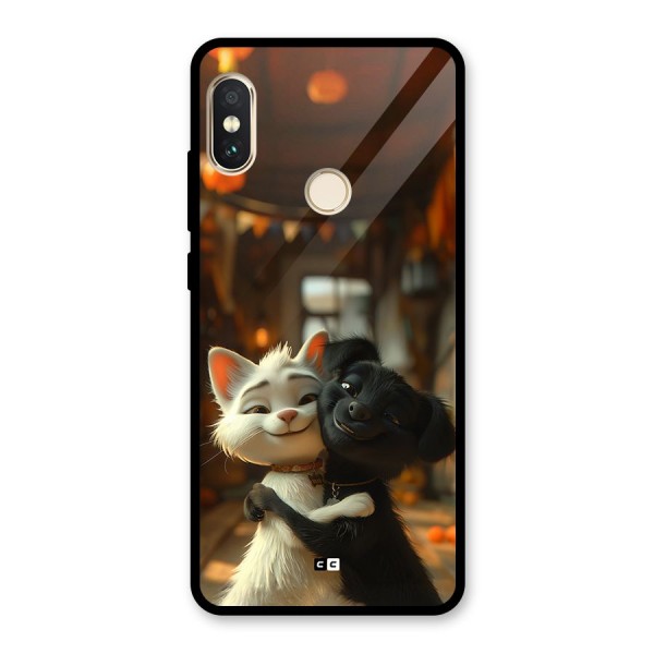 Cute Cat Dog Glass Back Case for Redmi Note 5 Pro