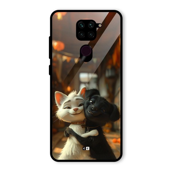 Cute Cat Dog Glass Back Case for Redmi Note 9