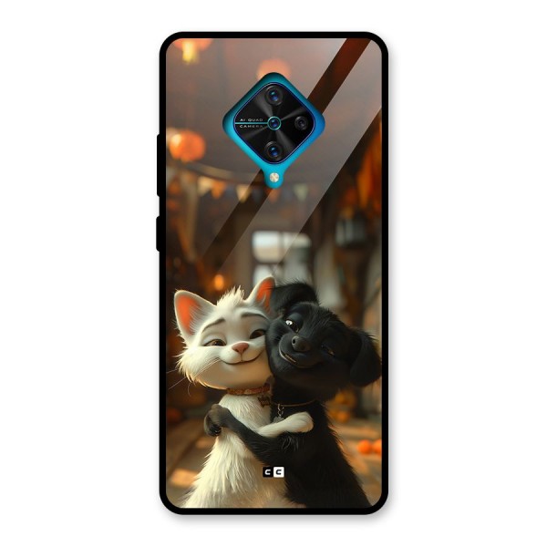 Cute Cat Dog Glass Back Case for Vivo S1 Pro