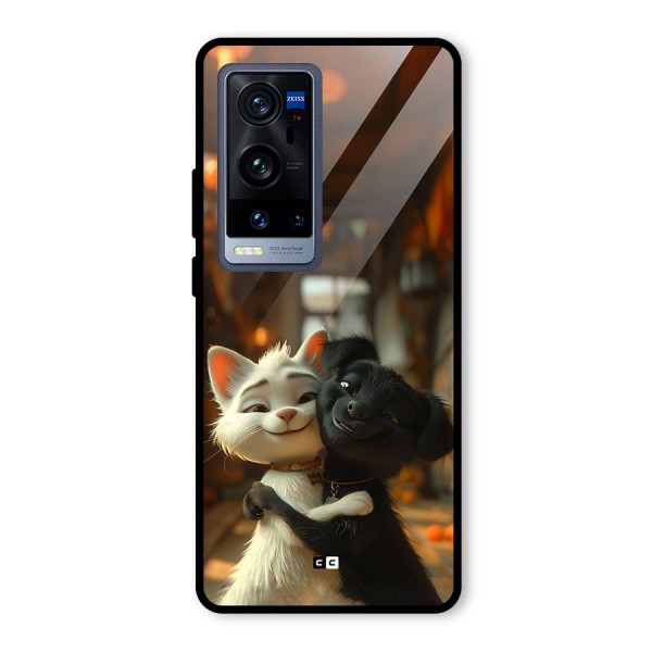 Cute Cat Dog Glass Back Case for Vivo X60 Pro Plus