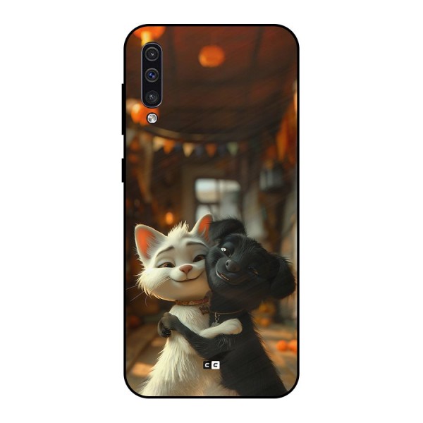 Cute Cat Dog Metal Back Case for Galaxy A30s