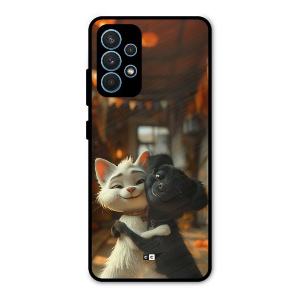 Cute Cat Dog Metal Back Case for Galaxy A32