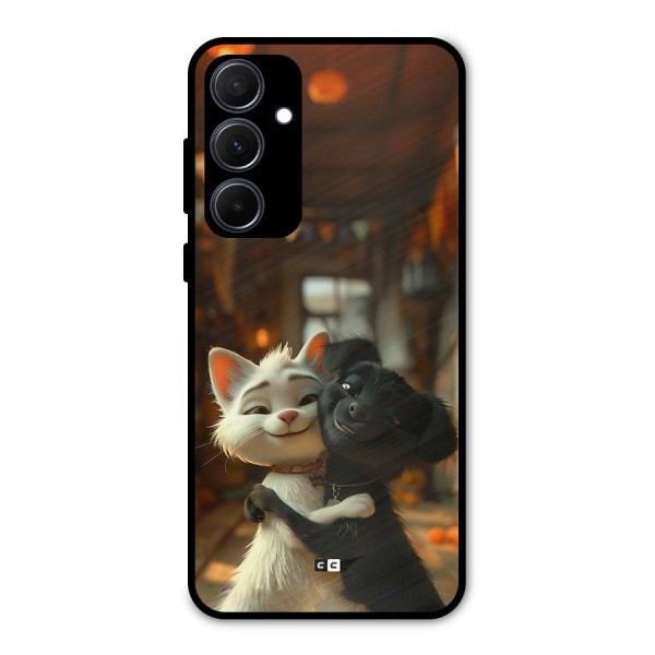 Cute Cat Dog Metal Back Case for Galaxy A35