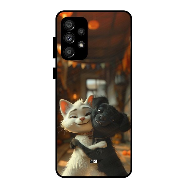 Cute Cat Dog Metal Back Case for Galaxy A73 5G