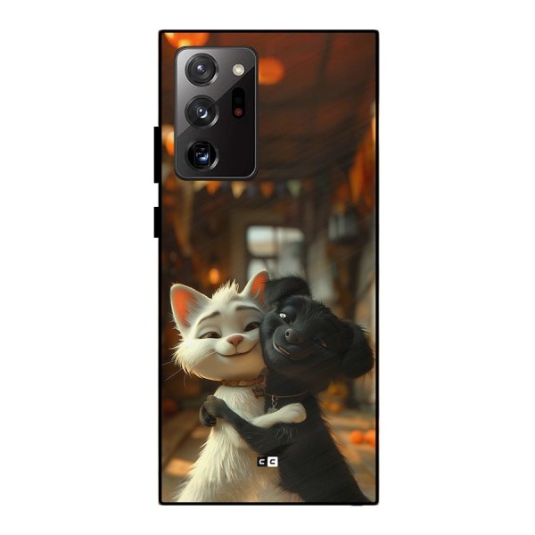 Cute Cat Dog Metal Back Case for Galaxy Note 20 Ultra