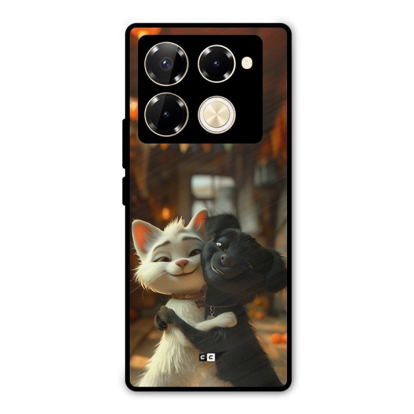 Cute Cat Dog Metal Back Case for Infinix Note 40 Pro Plus