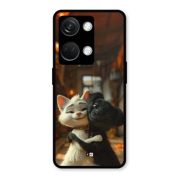 Cute Cat Dog Metal Back Case for OnePlus Nord 3